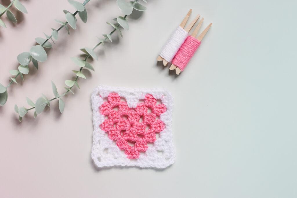 Crochet granny square heart