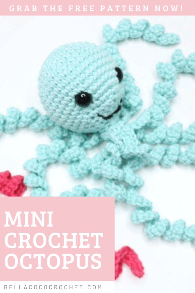 A pinterest graphic advertising a crochet octopus.