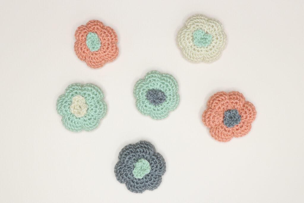 6 Crochet pumkpins made in various autumn colours
