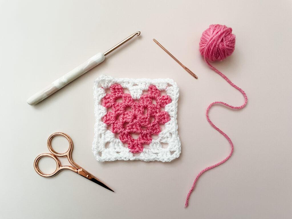 crochet heart granny square