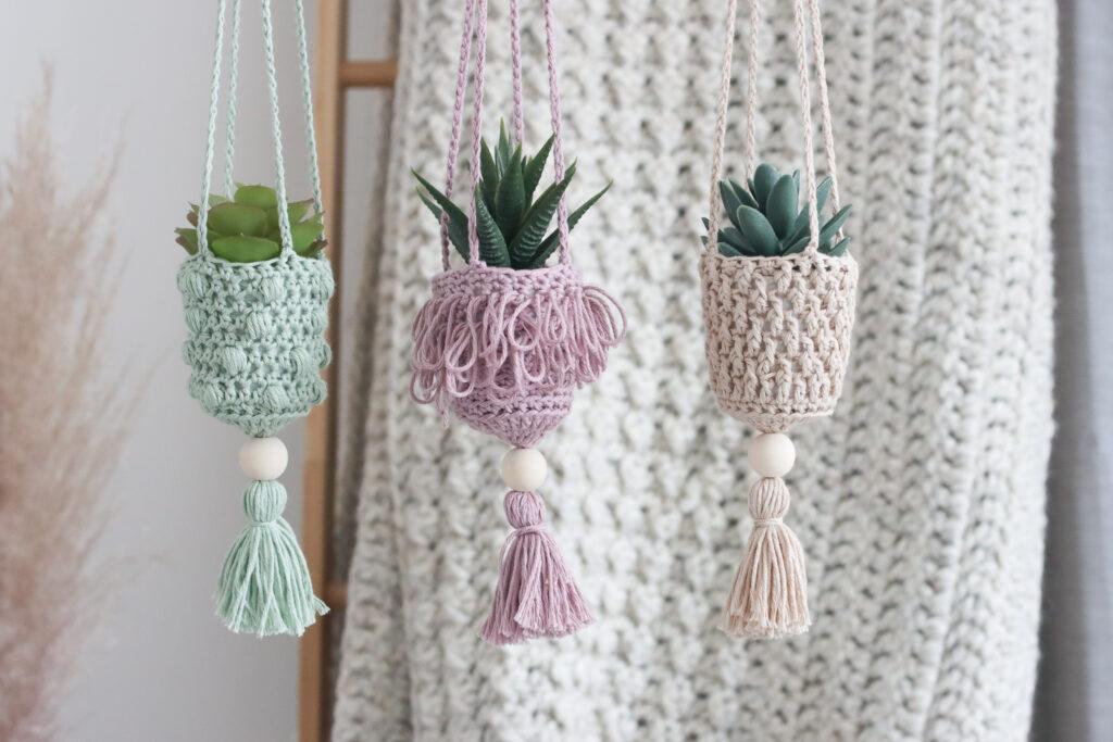 bella coco crochet homeware collection plant hangers 