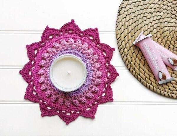 Crochet Mandala as a candle holder