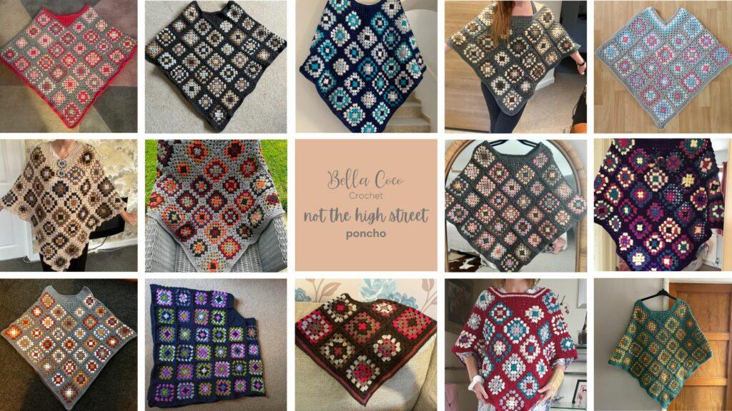 a collage of images from the not the high street community makes from the crochet along