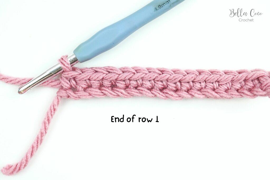 end of row 1 in crochet