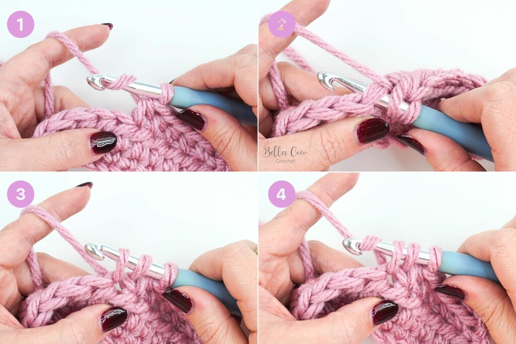 Step by step of how to crochet half treble crochet