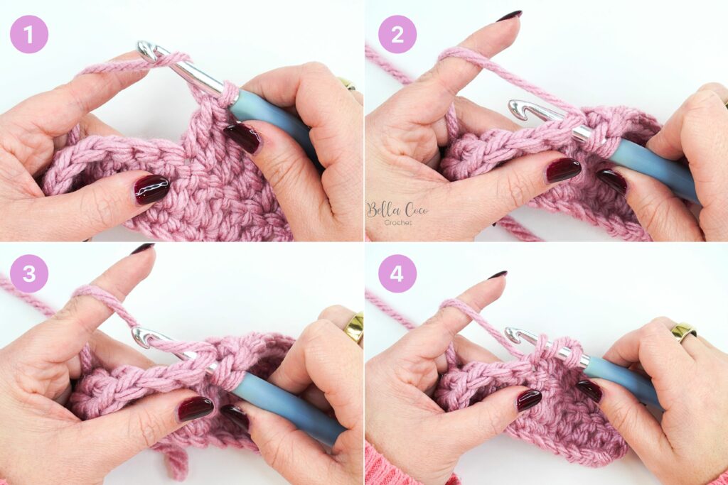 Step by step of how to crochet treble crochet