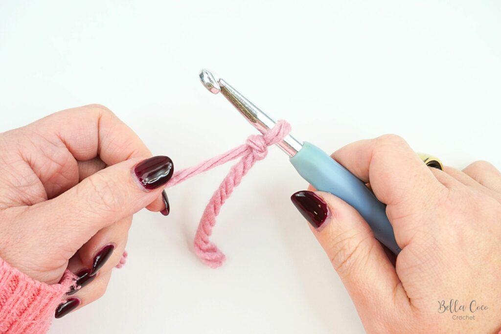 slip knot on a crochet hook